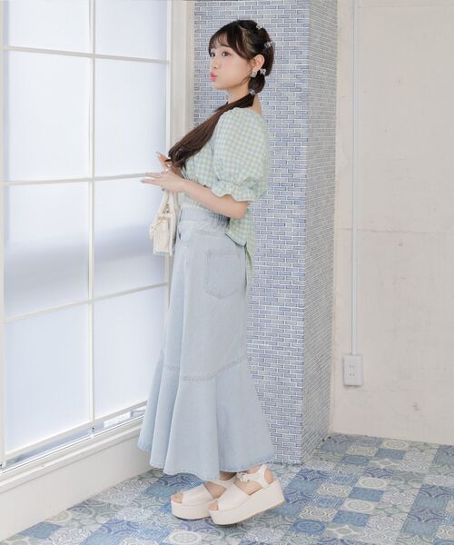 ems excite（エムズエキサイト）の「BリボンカラーギンガムBL（シャツ/ブラウス・レディース・パープル系その他2/イエロー系その他2/オレンジ系その他2・FREE）」の20枚目の写真