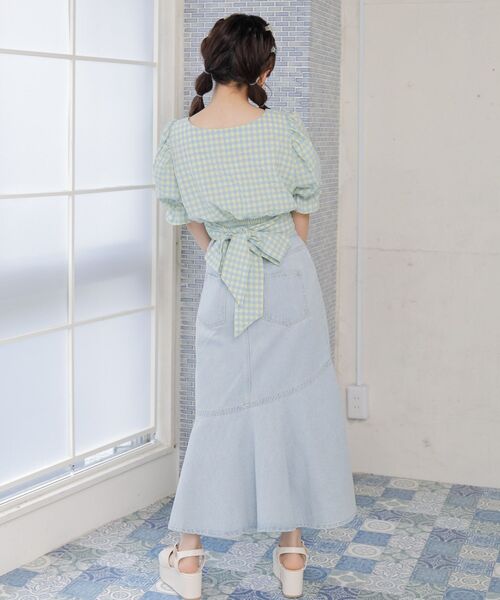 ems excite（エムズエキサイト）の「BリボンカラーギンガムBL（シャツ/ブラウス・レディース・パープル系その他2/イエロー系その他2/オレンジ系その他2・FREE）」の19枚目の写真