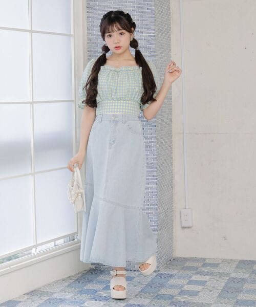 ems excite（エムズエキサイト）の「BリボンカラーギンガムBL（シャツ/ブラウス・レディース・パープル系その他2/イエロー系その他2/オレンジ系その他2・FREE）」の18枚目の写真