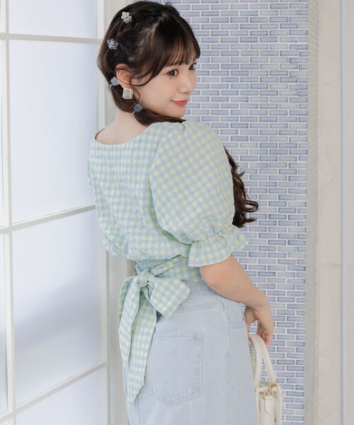 ems excite（エムズエキサイト）の「BリボンカラーギンガムBL（シャツ/ブラウス・レディース・パープル系その他2/イエロー系その他2/オレンジ系その他2・FREE）」の15枚目の写真