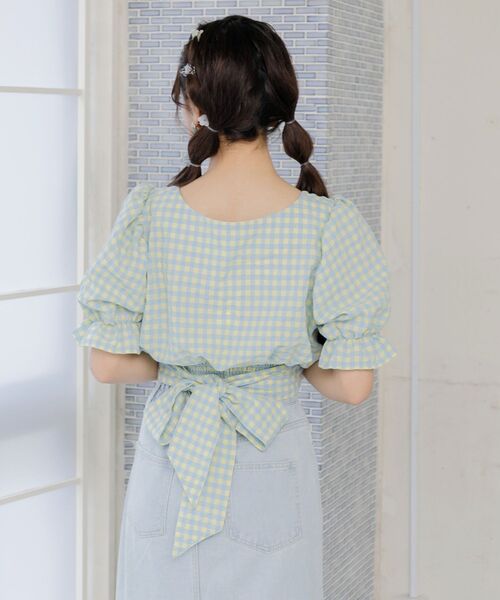 ems excite（エムズエキサイト）の「BリボンカラーギンガムBL（シャツ/ブラウス・レディース・パープル系その他2/イエロー系その他2/オレンジ系その他2・FREE）」の14枚目の写真