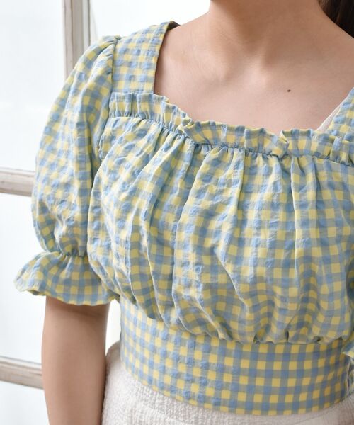 ems excite（エムズエキサイト）の「BリボンカラーギンガムBL（シャツ/ブラウス・レディース・パープル系その他2/イエロー系その他2/オレンジ系その他2・FREE）」の11枚目の写真