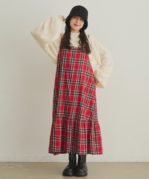 MERLOT（メルロー）の「チェックキャミワンピース（ワンピース・レディース・イエロー/グリーン/レッド・FREE）」の17枚目の写真