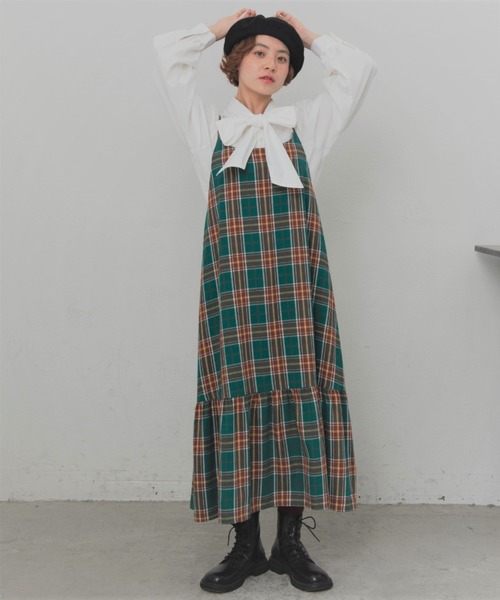 MERLOT（メルロー）の「チェックキャミワンピース（ワンピース・レディース・イエロー/グリーン/レッド・FREE）」の18枚目の写真