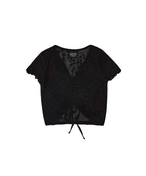LUVISTRUE(ラヴイズトゥルー)の「A'GEM/9 × .kom『LUV IS TRUE/ラブ イズ トゥルー』SU SHIRRING TEE/シャーリングトップ クロップド丈 半袖 カットソー(Tシャツ/カットソー・レディース・ブラック/ピンク・FREE)」の14枚目の写真