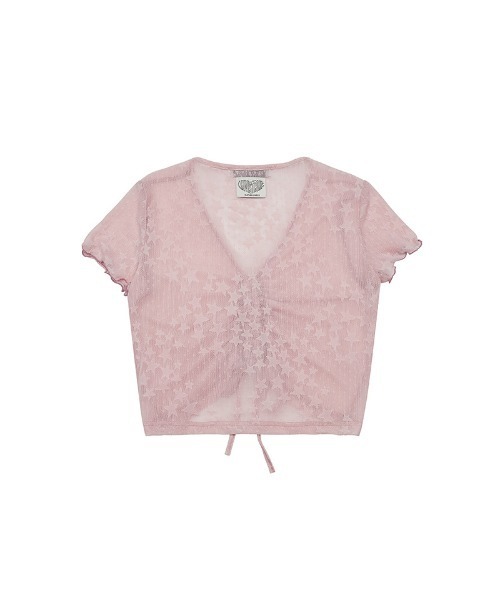 LUVISTRUE(ラヴイズトゥルー)の「A'GEM/9 × .kom『LUV IS TRUE/ラブ イズ トゥルー』SU SHIRRING TEE/シャーリングトップ クロップド丈 半袖 カットソー(Tシャツ/カットソー・レディース・ブラック/ピンク・FREE)」の16枚目の写真