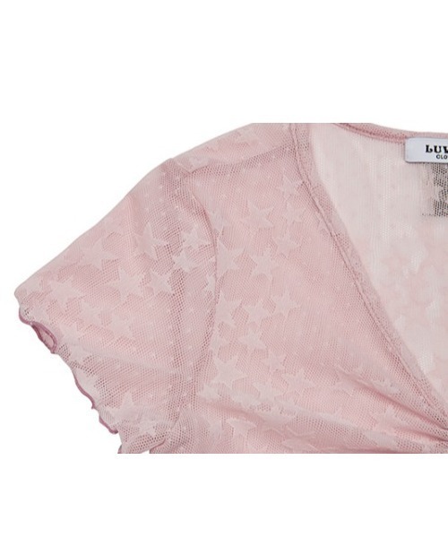 LUVISTRUE(ラヴイズトゥルー)の「A'GEM/9 × .kom『LUV IS TRUE/ラブ イズ トゥルー』SU SHIRRING TEE/シャーリングトップ クロップド丈 半袖 カットソー(Tシャツ/カットソー・レディース・ブラック/ピンク・FREE)」の19枚目の写真