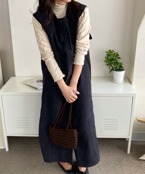 LAUIR(ラウアー)の「2wayロング配色ラインジレワンピース(ワンピース・レディース・ブラック/ダークブラウン/ブラウン/グレー・MEDIUM/LARGE/SMALL)」の14枚目の写真