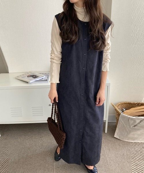 LAUIR(ラウアー)の「2wayロング配色ラインジレワンピース(ワンピース・レディース・ブラック/ダークブラウン/ブラウン/グレー・MEDIUM/LARGE/SMALL)」の15枚目の写真