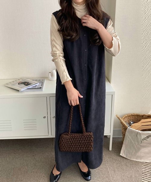 LAUIR(ラウアー)の「2wayロング配色ラインジレワンピース(ワンピース・レディース・ブラック/ダークブラウン/ブラウン/グレー・MEDIUM/LARGE/SMALL)」の16枚目の写真