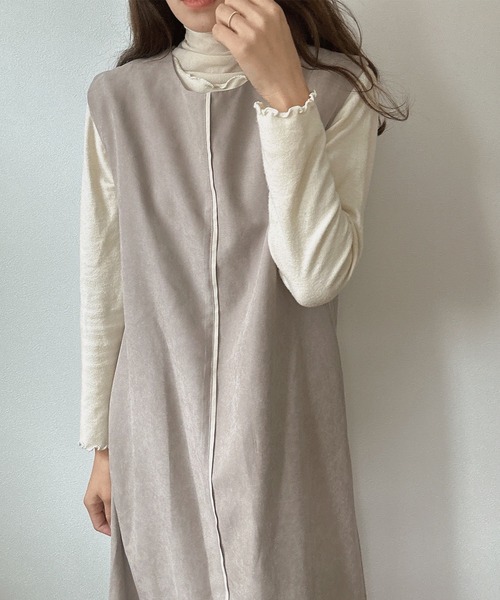 LAUIR(ラウアー)の「2wayロング配色ラインジレワンピース(ワンピース・レディース・ブラック/ダークブラウン/ブラウン/グレー・MEDIUM/LARGE/SMALL)」の18枚目の写真