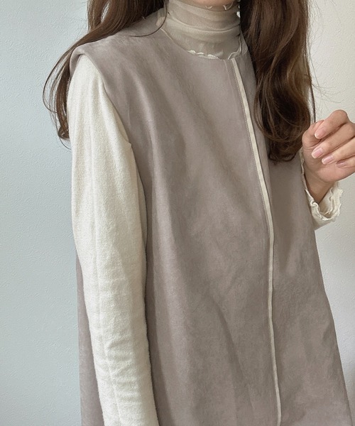 LAUIR(ラウアー)の「2wayロング配色ラインジレワンピース(ワンピース・レディース・ブラック/ダークブラウン/ブラウン/グレー・MEDIUM/LARGE/SMALL)」の20枚目の写真