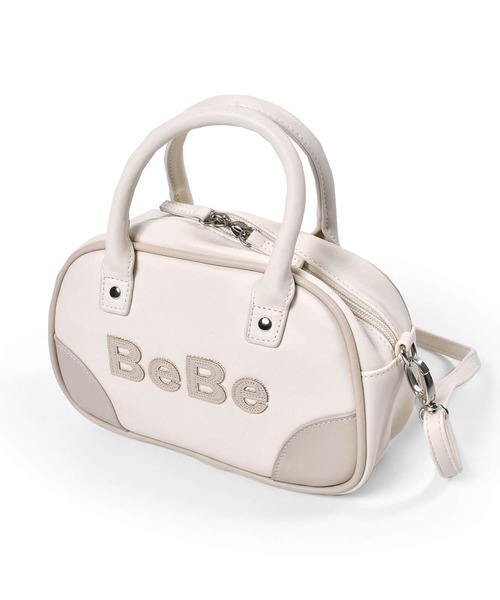 BeBe(ベベ)の「BeBe/ロゴ パッチ ミニ ボストン バッグ(ボストンバッグ・キッズ・ベージュ/ネイビー・FREE)」の2枚目の写真