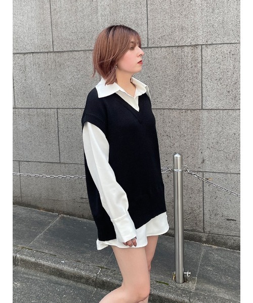 ENVYM(アンビー)の「ニットドッキングSH(シャツ/ブラウス・レディース・ホワイト/ブラック/ブラウン・FREE)」の20枚目の写真