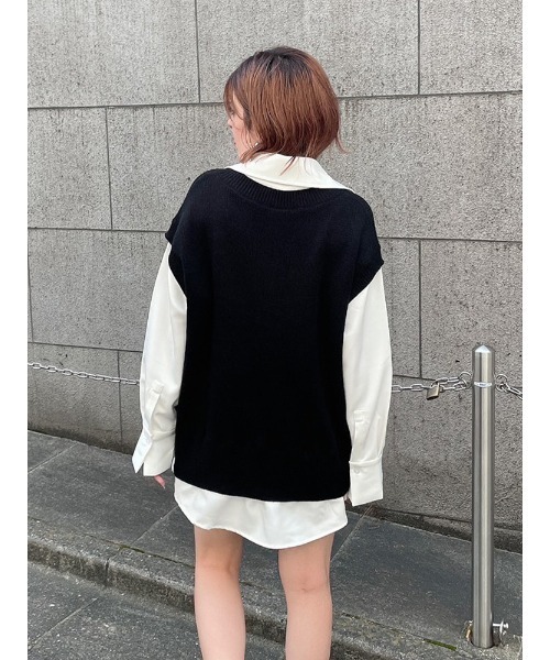 ENVYM(アンビー)の「ニットドッキングSH(シャツ/ブラウス・レディース・ホワイト/ブラック/ブラウン・FREE)」の12枚目の写真