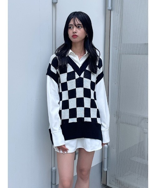 ENVYM(アンビー)の「ニットドッキングSH(シャツ/ブラウス・レディース・ホワイト/ブラック/ブラウン・FREE)」の16枚目の写真