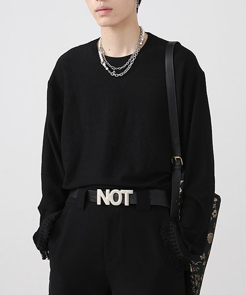 WESTBOY（ウエストボーイ）の「ルーズシルエットフリンジロンTEE WO22WTP02【WB ORIGINALS】（Tシャツ/カットソー・メンズ・ブラック/ホワイト・M/XL/L）」の2枚目の写真