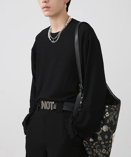 WESTBOY（ウエストボーイ）の「ルーズシルエットフリンジロンTEE WO22WTP02【WB ORIGINALS】（Tシャツ/カットソー・メンズ・ブラック/ホワイト・M/XL/L）」の3枚目の写真