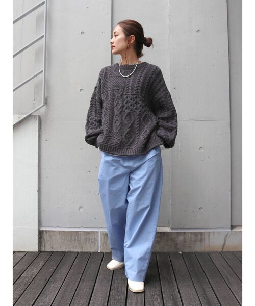 Ungrid（アングリッド）の「【WEB限定】パッチワークケーブルニット（ニット/セーター・レディース・チャコールグレー/オレンジ/ブルー/グリーン/アイボリー・FREE）」の8枚目の写真