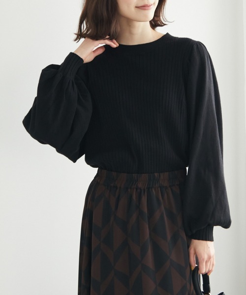 Furryrate（ファーリーレート）の「・furry rate ボリュームスリーブリブニット（ニット/セーター・レディース・アイボリー/ピンク/チャコールグレー/ブラック・FREE）」の3枚目の写真