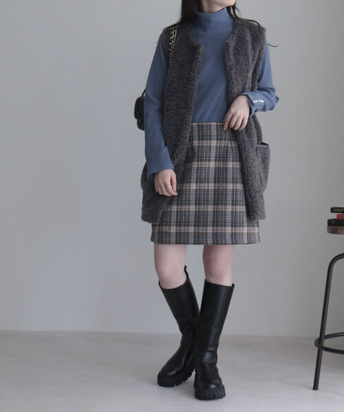 fredy emue(フレディエミュ)の「チェック柄ミニスカート(スカート・レディース・ベージュ系その他/ブルー系その他・38/36)」の9枚目の写真