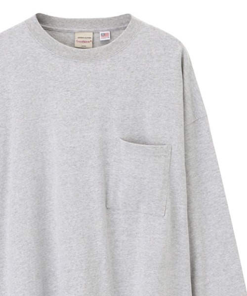 Goodwear(グッドウェア)の「袖リブビッグシルエット 胸ポケット付きロングスリーブTシャツ(Tシャツ/カットソー・メンズ・ブルーグレー/ベージュ/ブラウン/カーキ/ホワイト/ブラック/グレー・M/L/XL)」の4枚目の写真