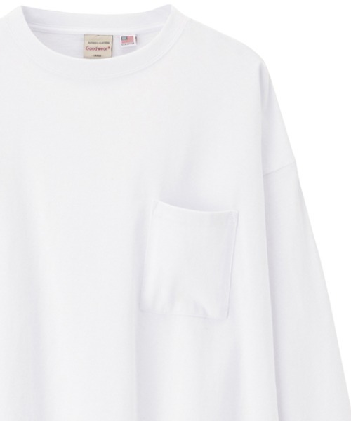 Goodwear(グッドウェア)の「袖リブビッグシルエット 胸ポケット付きロングスリーブTシャツ(Tシャツ/カットソー・メンズ・ブルーグレー/ベージュ/ブラウン/カーキ/ホワイト/ブラック/グレー・M/L/XL)」の2枚目の写真