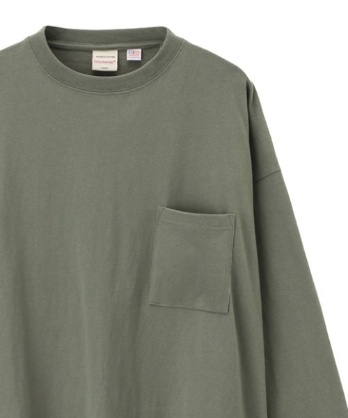 袖リブビッグシルエット 胸ポケット付きロングスリーブTシャツ