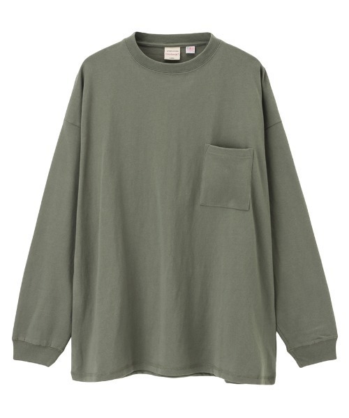 Goodwear(グッドウェア)の「袖リブビッグシルエット 胸ポケット付きロングスリーブTシャツ(Tシャツ/カットソー・メンズ・ブルーグレー/ベージュ/ブラウン/カーキ/ホワイト/ブラック/グレー・M/L/XL)」の14枚目の写真