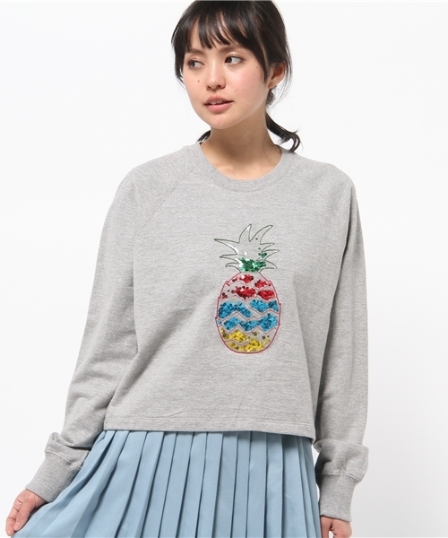 Markus Lupfer （マーカスルプファー）の「Markus Lupfer パイナップルモチーフスエット（スウェット・レディース・ライトグレー・SMALL）」の2枚目の写真