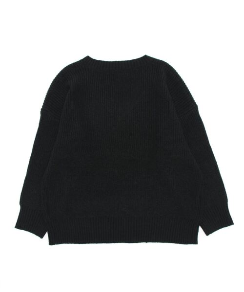 HONEYSUCKLE ROSE（ハニーサックルローズ）の「【HONEYSUCKLE ROSE】畦編みＶネックニット（ニット/セーター・レディース・ブラック/ブルー/ベージュ・L/M）」の4枚目の写真