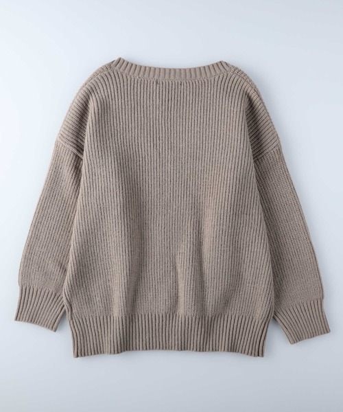 HONEYSUCKLE ROSE（ハニーサックルローズ）の「【HONEYSUCKLE ROSE】畦編みＶネックニット（ニット/セーター・レディース・ブラック/ブルー/ベージュ・L/M）」の9枚目の写真