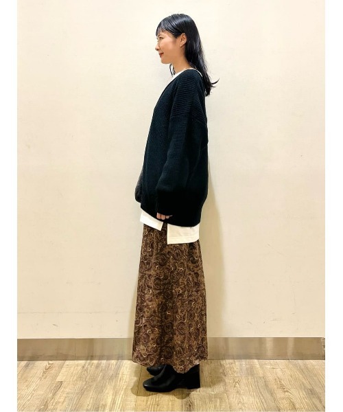 HONEYSUCKLE ROSE（ハニーサックルローズ）の「【HONEYSUCKLE ROSE】畦編みＶネックニット（ニット/セーター・レディース・ブラック/ブルー/ベージュ・L/M）」の12枚目の写真