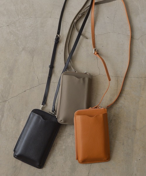 styiro（スタイロ）の「選べる12カラー！本革お財布スマホミニショルダーバッグ ポシェット（ショルダーバッグ・レディース・ピンク/キャメル/グリーン系/ブラック/グレー/アイボリー/モカ/イエロー/ゴールド/シルバー/ライトブルー/ライトパープル・FREE）」の14枚目の写真