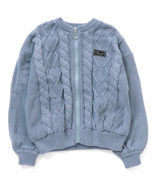 algy（アルジー）の「裏付きあったかジップカーデ（カーディガン/ボレロ・キッズ・ブラウン/サックスブルー/ミント・SMALL/X-SMALL/XX-SMALL/MEDIUM）」の3枚目の写真