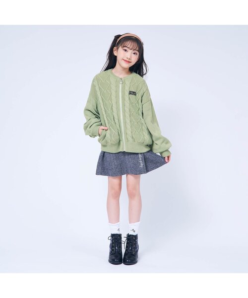 algy（アルジー）の「裏付きあったかジップカーデ（カーディガン/ボレロ・キッズ・ブラウン/サックスブルー/ミント・SMALL/X-SMALL/XX-SMALL/MEDIUM）」の5枚目の写真