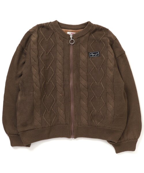algy（アルジー）の「裏付きあったかジップカーデ（カーディガン/ボレロ・キッズ・ブラウン/サックスブルー/ミント・SMALL/X-SMALL/XX-SMALL/MEDIUM）」の7枚目の写真