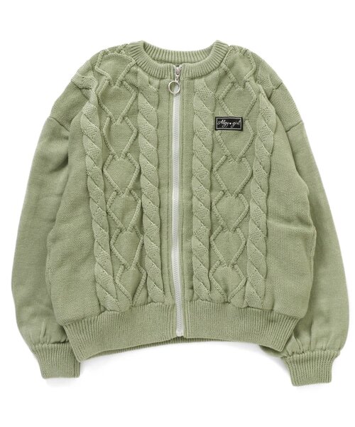 algy（アルジー）の「裏付きあったかジップカーデ（カーディガン/ボレロ・キッズ・ブラウン/サックスブルー/ミント・SMALL/X-SMALL/XX-SMALL/MEDIUM）」の9枚目の写真