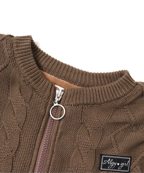 algy（アルジー）の「裏付きあったかジップカーデ（カーディガン/ボレロ・キッズ・ブラウン/サックスブルー/ミント・SMALL/X-SMALL/XX-SMALL/MEDIUM）」の15枚目の写真