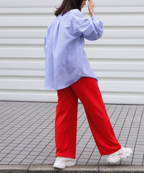 Isn't She?(イズントシー)の「ルーズストレートパンツ(その他パンツ・レディース・グレイッシュベージュ/レッド・FREE)」の11枚目の写真