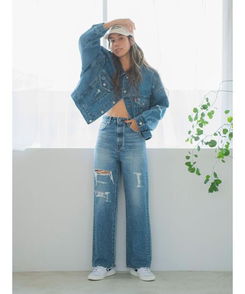 Ungrid(アングリッド)の「ハイウエストルーズクラッシュストレートデニム(デニムパンツ・レディース・ブルー・24inch/25inch/26inch)」の2枚目の写真