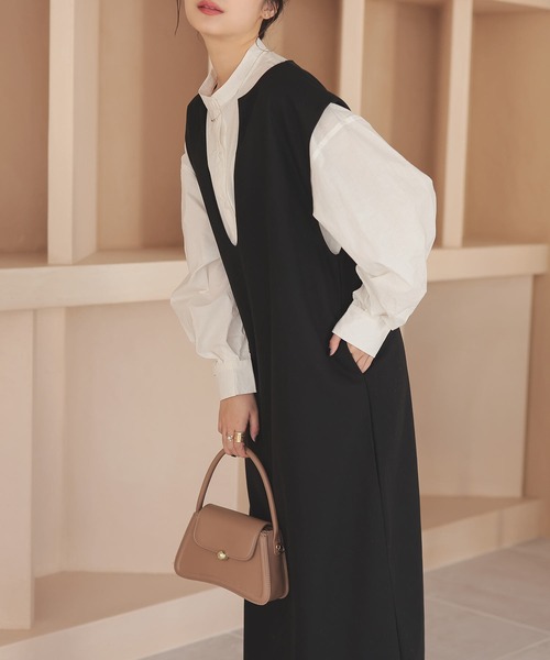 Isn't She?(イズントシー)の「キーネックフレンチスリーブロングワンピース(ワンピース・レディース・ベージュ/ブラウン/ブラック・FREE)」の19枚目の写真