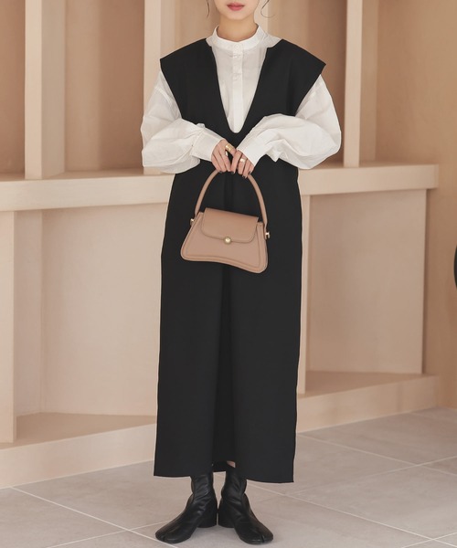 Isn't She?(イズントシー)の「キーネックフレンチスリーブロングワンピース(ワンピース・レディース・ベージュ/ブラウン/ブラック・FREE)」の20枚目の写真