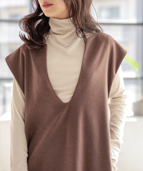 Isn't She?(イズントシー)の「キーネックフレンチスリーブロングワンピース(ワンピース・レディース・ベージュ/ブラウン/ブラック・FREE)」の15枚目の写真