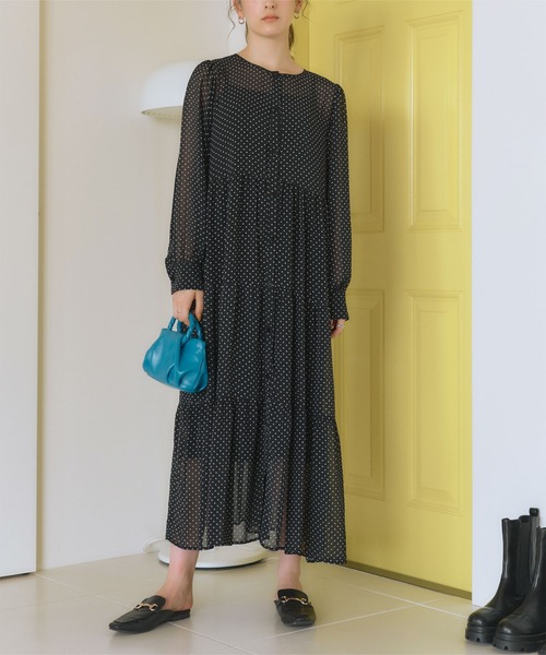 前後2wayシフォンギャザーワンピース