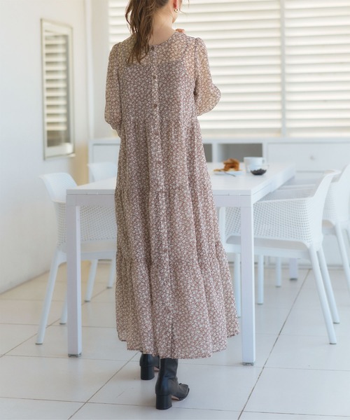 前後2wayシフォンギャザーワンピース