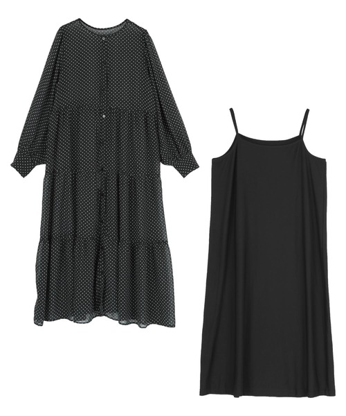 前後2wayシフォンギャザーワンピース