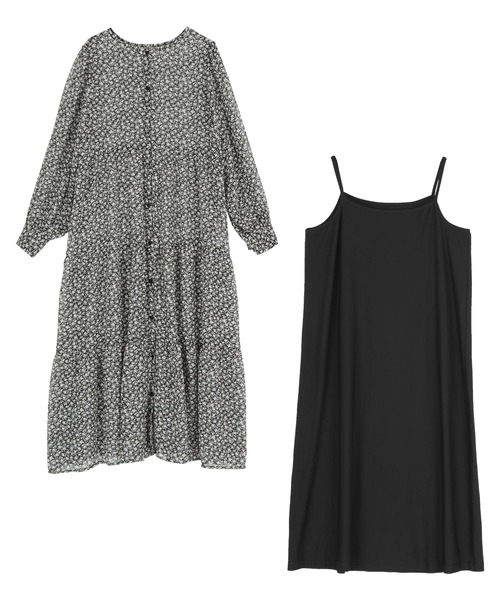 前後2wayシフォンギャザーワンピース