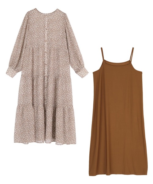 前後2wayシフォンギャザーワンピース