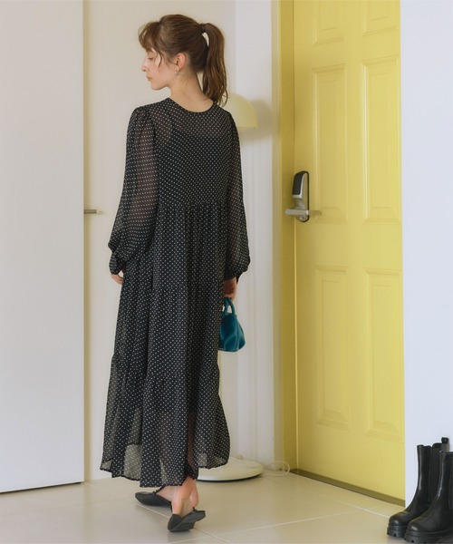 前後2wayシフォンギャザーワンピース